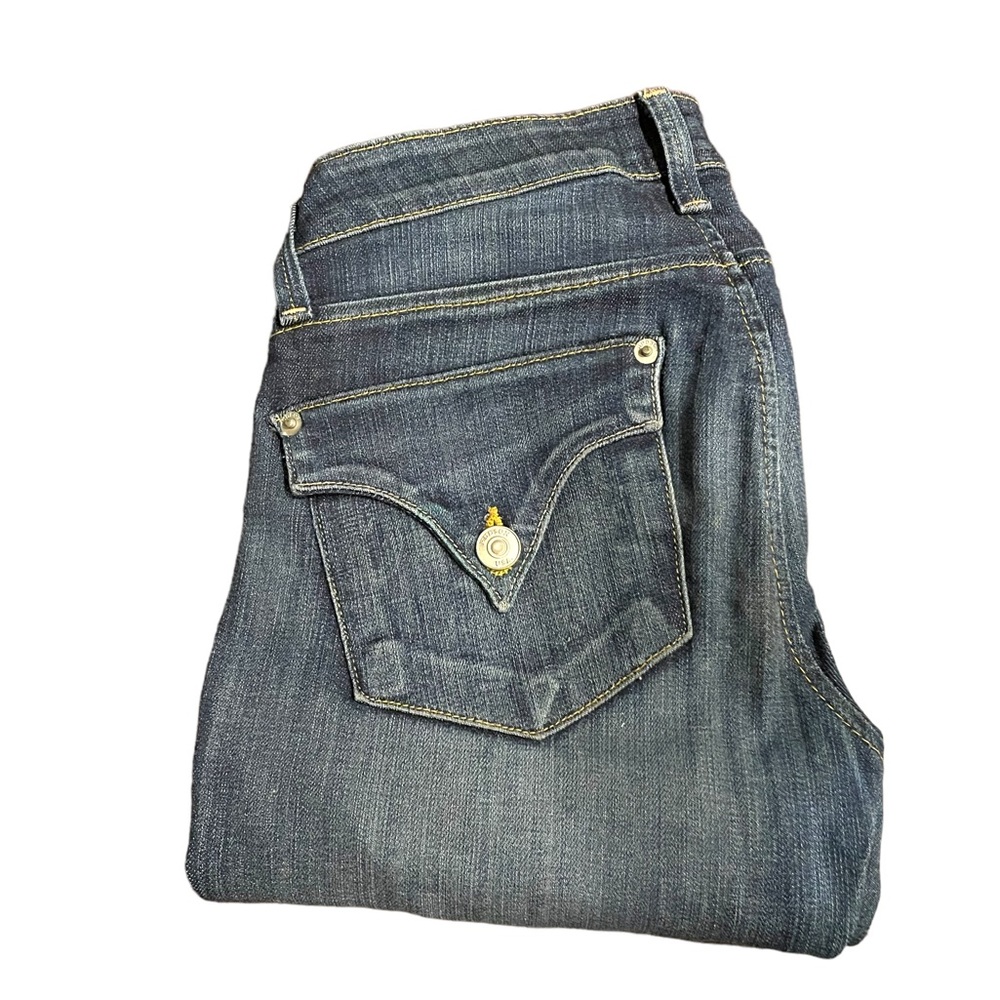 Hudson Cuffed Jeans Dark Wash Destroyed Knees Size 24